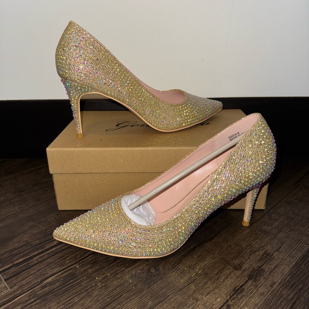 Elegant Gold Rhinestone Heels